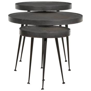 Couchtisch 3 Stk. Schwarz Holzwerkstoff