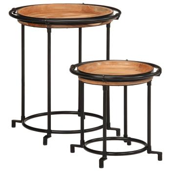 ARDEBO.de - 2-tlg. Beistelltisch-Set Massivholz Akazie