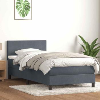 ARDEBO.de - Boxspringbett mit Matratze Dunkelgrau 80x210 cm Samt