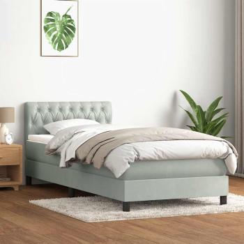 ARDEBO.de - Boxspringbett mit Matratze Hellgrau 80x210 cm Samt