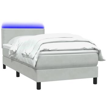Boxspringbett mit Matratze & LED Hellgrau 80x210 cm Samt