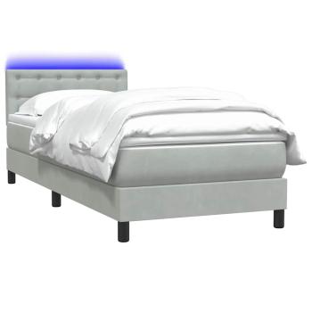 Boxspringbett mit Matratze & LED Hellgrau 80x210 cm Samt