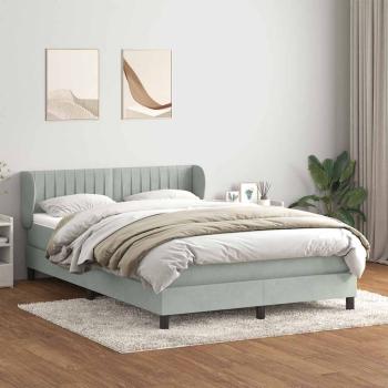 ARDEBO.de - Boxspringbett mit Matratze Hellgrau 160x210 cm Samt