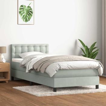 ARDEBO.de - Boxspringbett mit Matratze Hellgrau 80x210 cm Samt