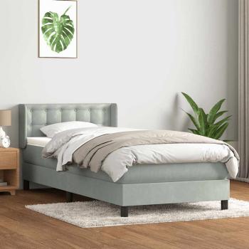 ARDEBO.de - Boxspringbett mit Matratze Hellgrau 80x210 cm Samt