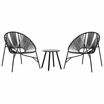 Gartenstuhl-Set 3-tlg. Schwarz Poly Rattan