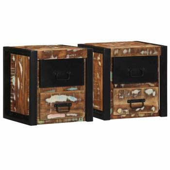 ARDEBO.de - Nachttische 2 Stk. Mehrfarbig 40x35x40 cm Altholz Massivholz