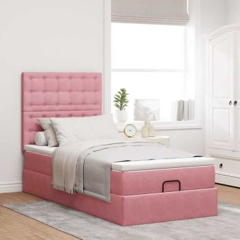 Ottoman-Bett mit Matratzen Rosa 80x200 cm Samt