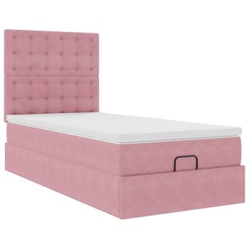 Ottoman-Bett mit Matratzen Rosa 80x200 cm Samt