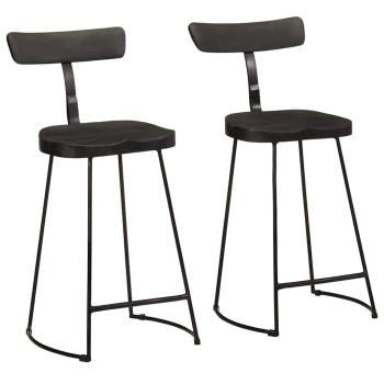 ARDEBO.de - Barhocker 2 Stk. Schwarz 49x43x88 cm Mango Massivholz