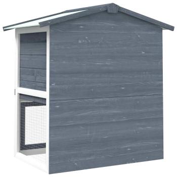 Kaninchenstall 3 Türen Grau Holz