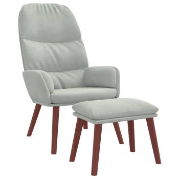 Relaxsessel mit Hocker Hellgrau Samt