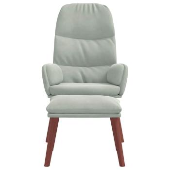 Relaxsessel mit Hocker Hellgrau Samt