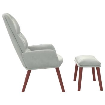 Relaxsessel mit Hocker Hellgrau Samt