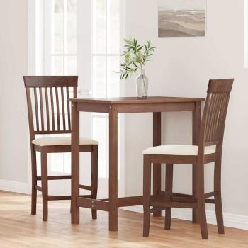 Barhocker mit Kissen 2 Stk. Braun Massivholz Gummibaum