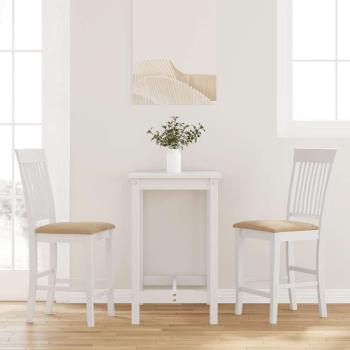 ARDEBO.de - Barhocker mit Kissen 2 Stk. Weiß Massivholz Gummibaum