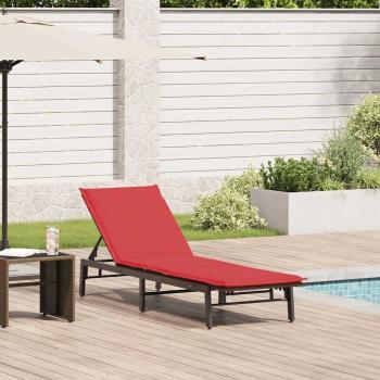 ARDEBO.de - Sonnenliege mit Auflage Braun Poly Rattan