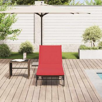 Sonnenliege mit Auflage Braun Poly Rattan