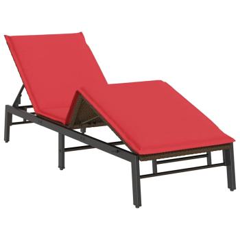 Sonnenliege mit Auflage Braun Poly Rattan