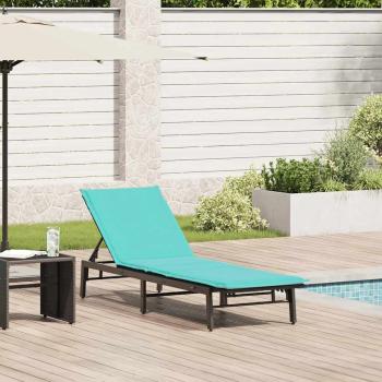 ARDEBO.de - Sonnenliege mit Auflage Schwarz Poly-Rattan