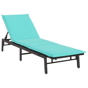 Sonnenliege mit Auflage Schwarz Poly-Rattan