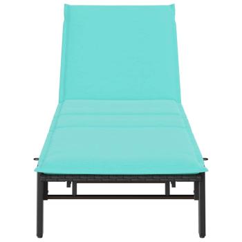 Sonnenliege mit Auflage Schwarz Poly-Rattan