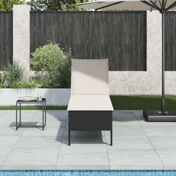 ARDEBO.de - Sonnenliege mit Auflage Schwarz 55x200x44 cm Poly Rattan