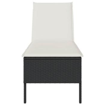 Sonnenliege mit Auflage Schwarz 55x200x44 cm Poly Rattan