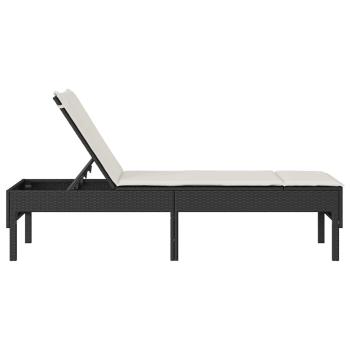 Sonnenliege mit Auflage Schwarz 55x200x44 cm Poly Rattan