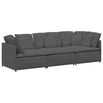 Modulares Sofa mit Kissen Cordstoff Dunkelgrau