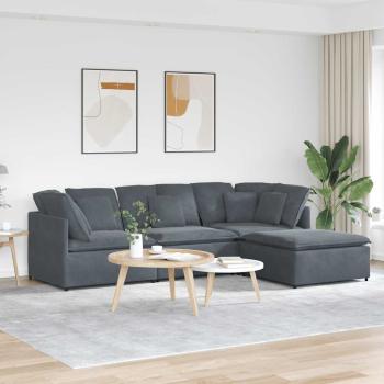 ARDEBO.de - Modulares Sofa mit Fu?hocker Kissen Samt Dunkelgrau
