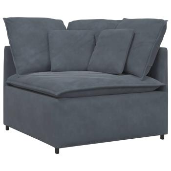 Modulares Sofa mit Fu?hocker Kissen Samt Dunkelgrau