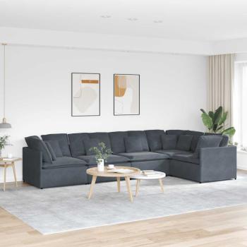 ARDEBO.de - Modulares Sofa mit Kissen Samt Dunkelgrau