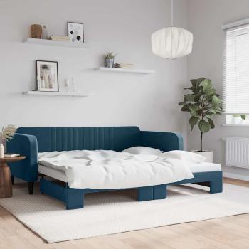 ARDEBO.de - Tagesbett Ausziehbar Blau 100x200 cm Samt