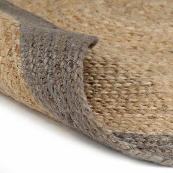 Teppich Handgefertigt Jute mit Grauem Rand 120 cm