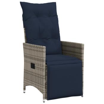 Gartenstühle Verstellbar 2 Stk. mit Kissen Grau Poly Rattan