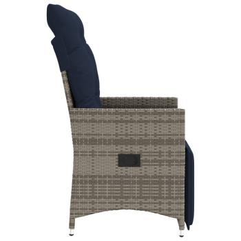 Gartenstühle Verstellbar 2 Stk. mit Kissen Grau Poly Rattan