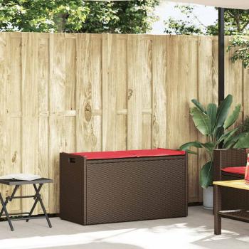 Outdoor-Sitzbank mit Stauraum und Kissen Braun 100 cm