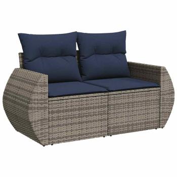 7-teiliges Gartensofa-Set mit Kissen, grau, Polyrattan
