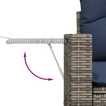 8-teiliges Gartensofa-Set mit Kissen, grau, Polyrattan