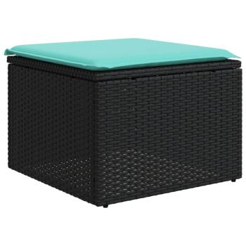 8-teiliges Gartensofa-Set mit Kissen, schwarzes Polyrattan