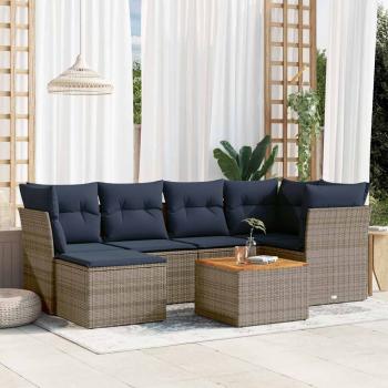 ARDEBO.de - 7-teiliges Gartensofa-Set mit Kissen, grau, Polyrattan