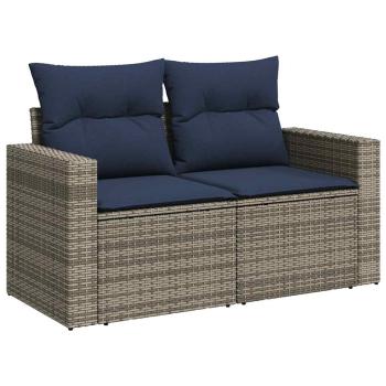7-teiliges Gartensofa-Set mit Kissen, grau, Polyrattan
