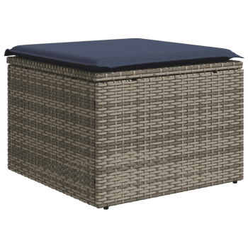 6-teiliges Gartensofa-Set mit Kissen, grau, Polyrattan
