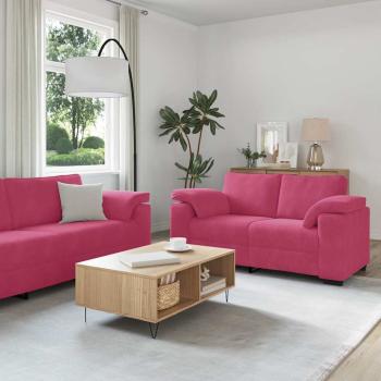 ARDEBO.de - 2-teiliges Sofa-Set mit Kissen, weinroter Samt