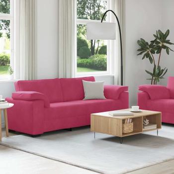 2-teiliges Sofa-Set mit Kissen, weinroter Samt