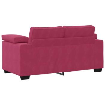 2-teiliges Sofa-Set mit Kissen, weinroter Samt