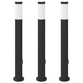 Pollerleuchten mit Auslass 3er 80 cm Edelstahl IP44