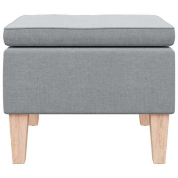 Hocker mit Holzbeinen Hellgrau Stoff