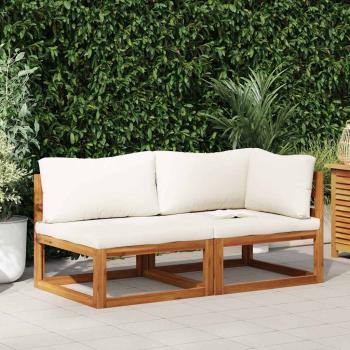 ARDEBO.de - 2-tlg. Sofa-Set mit cremeweißen Kissen Akazie Massivholz